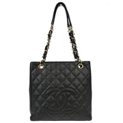 Chanel Black Caviar Petite Shopping Tote PST Chain Handbag