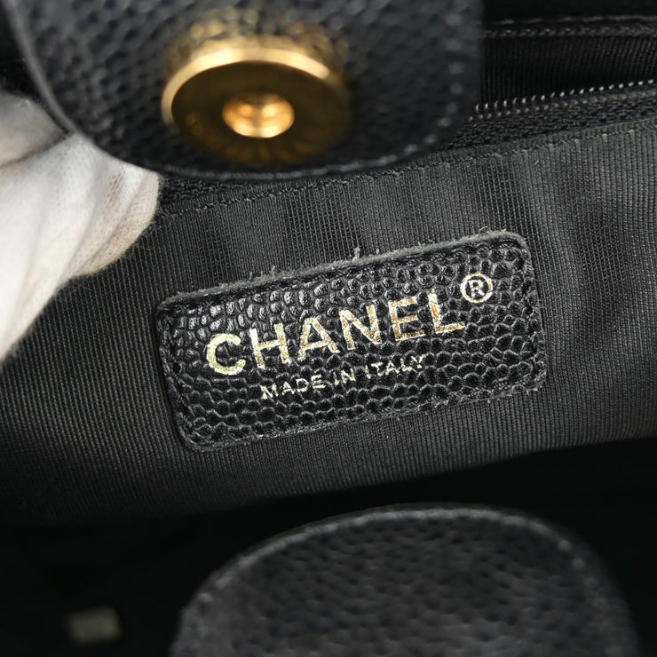 Chanel Black Caviar Petite Shopping Tote PST Chain Handbag