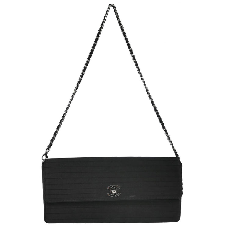 Chanel 2003-2004 Black Satin East West Shoulder Bag