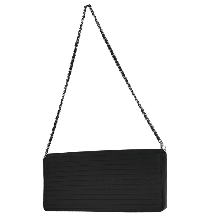 Chanel Black Satin East West Shoulder Bag