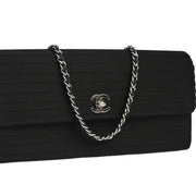 Chanel 2003-2004 Black Satin East West Shoulder Bag