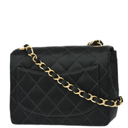 Chanel Black Satin Mini Classic Square Flap Shoulder Bag 17