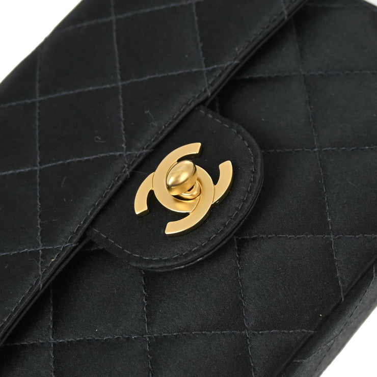 Chanel Black Satin Mini Classic Square Flap Shoulder Bag 17