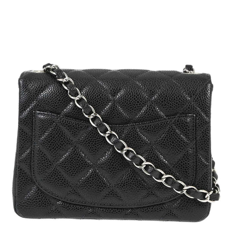 Chanel Black Caviar Mini Classic Square Flap Shoulder Bag 17