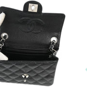 Chanel Black Caviar Mini Classic Square Flap Shoulder Bag 17