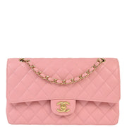 Chanel 2004-2005 Pink Caviar Medium Classic Double Flap Shoulder Bag