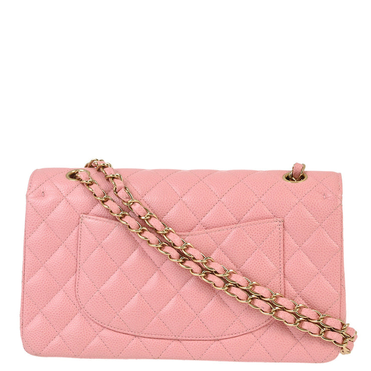 Chanel 2004-2005 Pink Caviar Medium Classic Double Flap Shoulder Bag