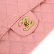 Chanel 2004-2005 Pink Caviar Medium Classic Double Flap Shoulder Bag