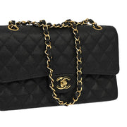 Chanel Black Caviar Medium Classic Double Flap Shoulder Bag