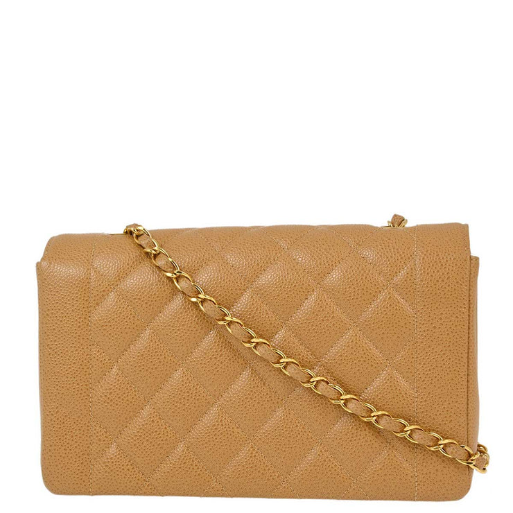 Chanel 1991-1994 Beige Caviar Medium Diana Shoulder Bag