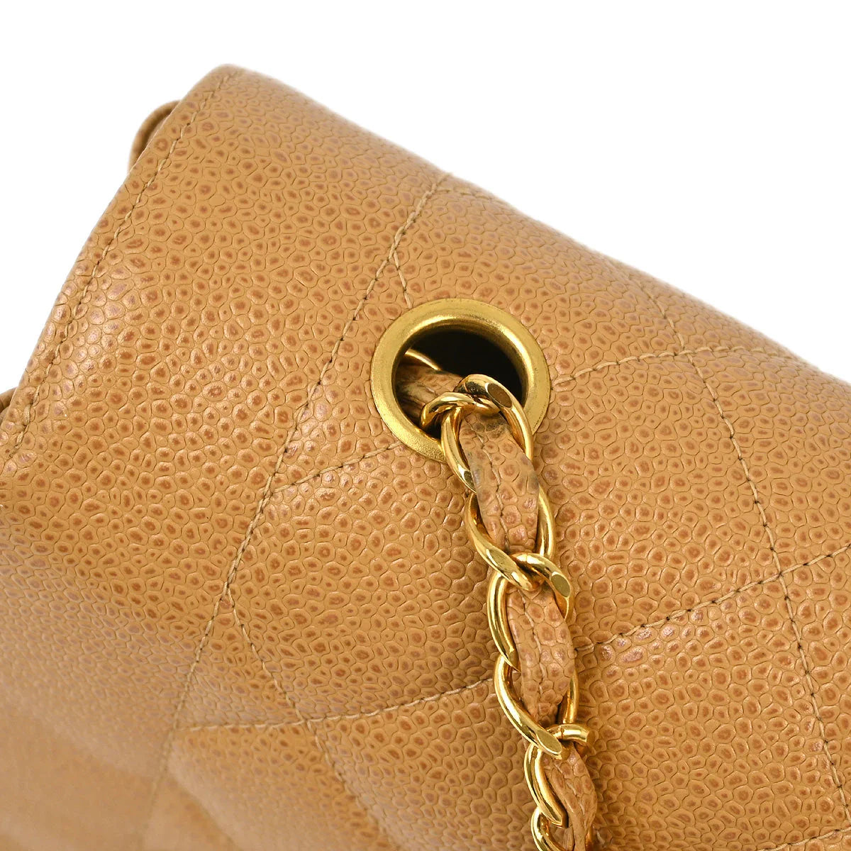 Chanel 1991-1994 Beige Caviar Medium Diana Shoulder Bag
