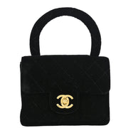 Chanel Black Velvet Mini Square Handbag