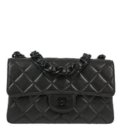 Chanel Black Lambskin Single Flap Shoulder Bag