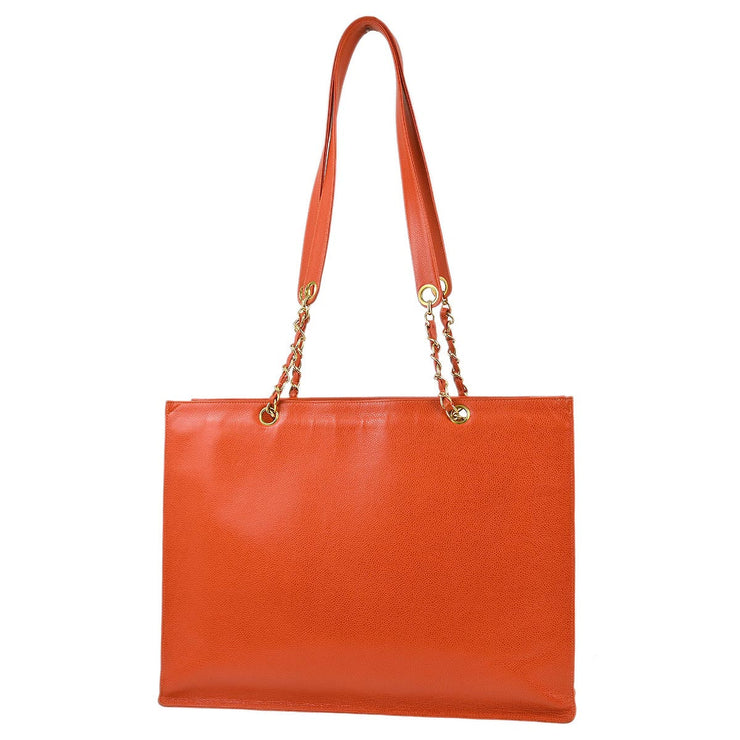 Chanel Orange Caviar Shoulder Tote Bag