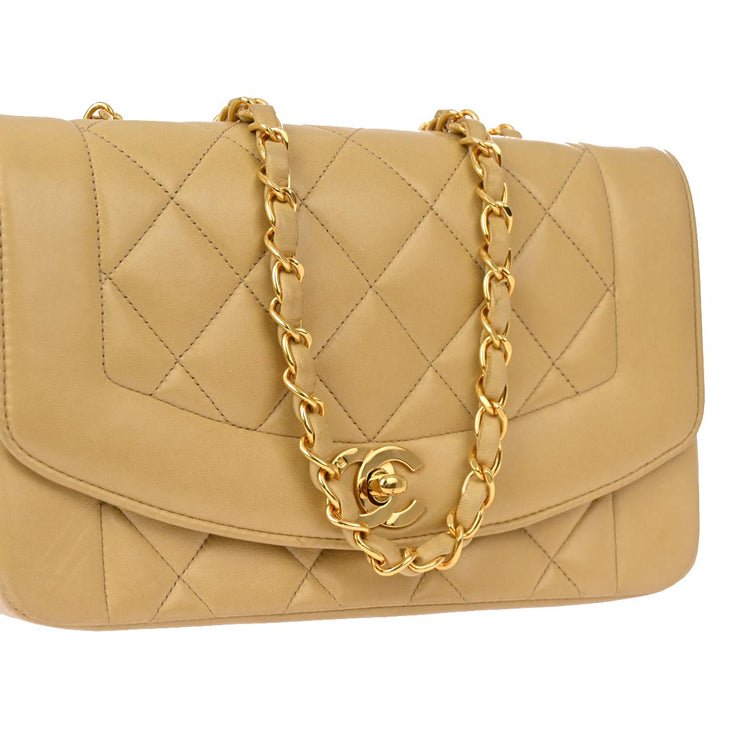 Chanel Beige Lambskin Small Diana Shoulder Bag