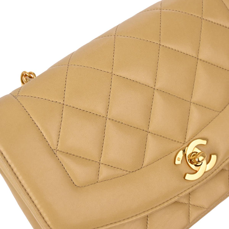 Chanel Beige Lambskin Small Diana Shoulder Bag