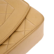 Chanel 1991-1994 Beige Lambskin Small Diana Shoulder Bag