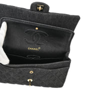 Chanel Black Denim Medium Classic Double Flap Shoulder Bag