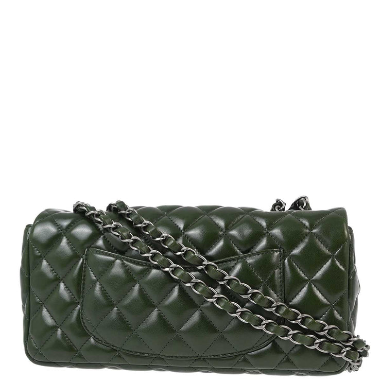 Chanel Green Lambskin East West Shoulder Bag