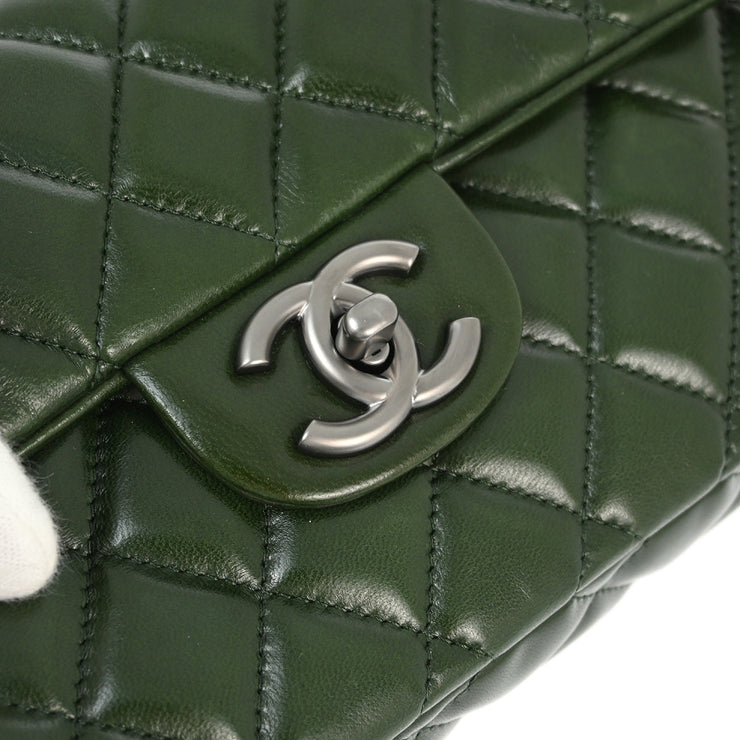 Chanel Green Lambskin East West Shoulder Bag