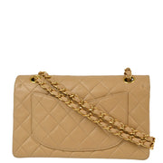 Chanel Beige Lambskin Small Classic Double Flap Shoulder Bag