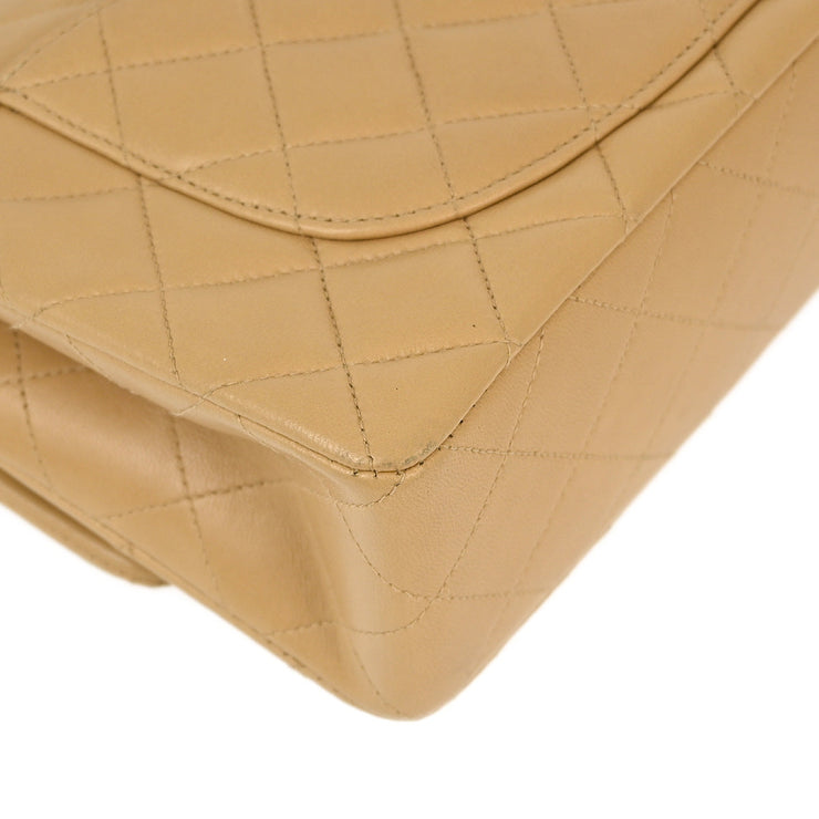 Chanel Beige Lambskin Small Classic Double Flap Shoulder Bag