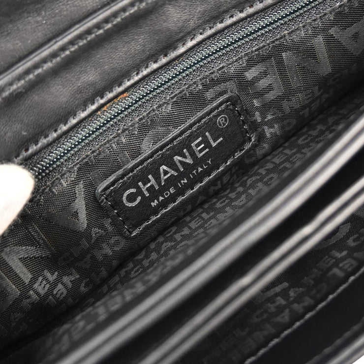 Chanel Black Calfskin Choco Bar Chain Handbag