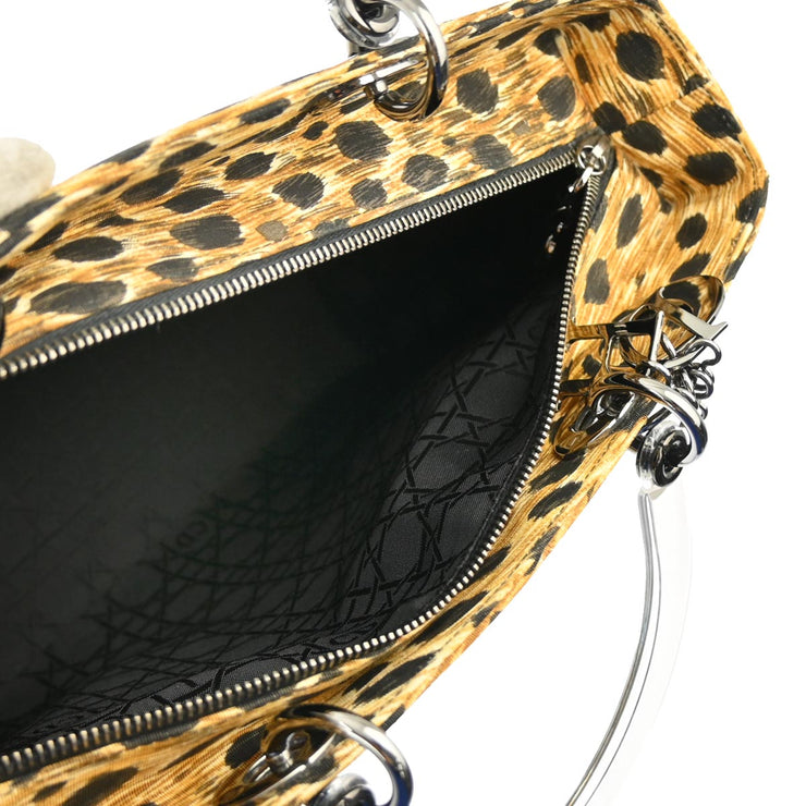 Christian Dior 1999 Yellow Cheetah Large Lady Dior 2way Shoulder Handbag