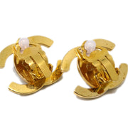 Chanel Gold CC Turnlock Earrings Rhinestone Clip-On 96A