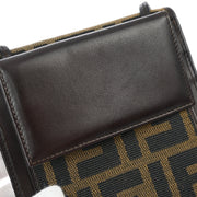 Fendi Zucca Pattern Shoulder Bag Wallet Purse Pochette Brown