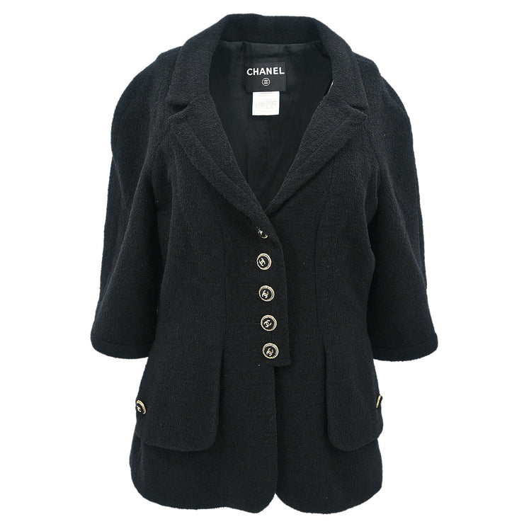 Chanel Single Breasted Jacket Black 07P #42