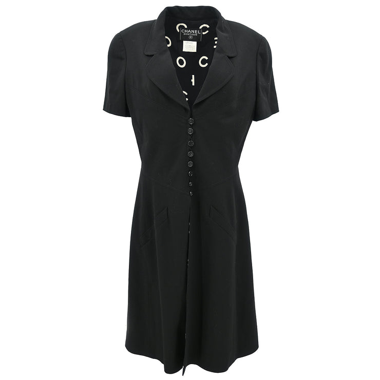 Chanel 1997 Flared Button-Up Dress Black #44