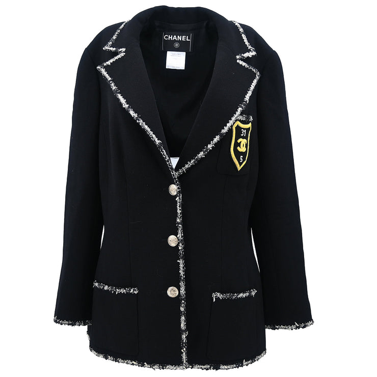 Chanel Emblem Single Breasted Jacket Black 05C #46