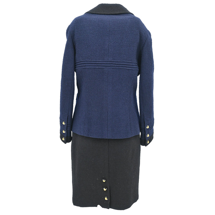 Chanel Setup Suit Jacket Skirt Navy 93A #42