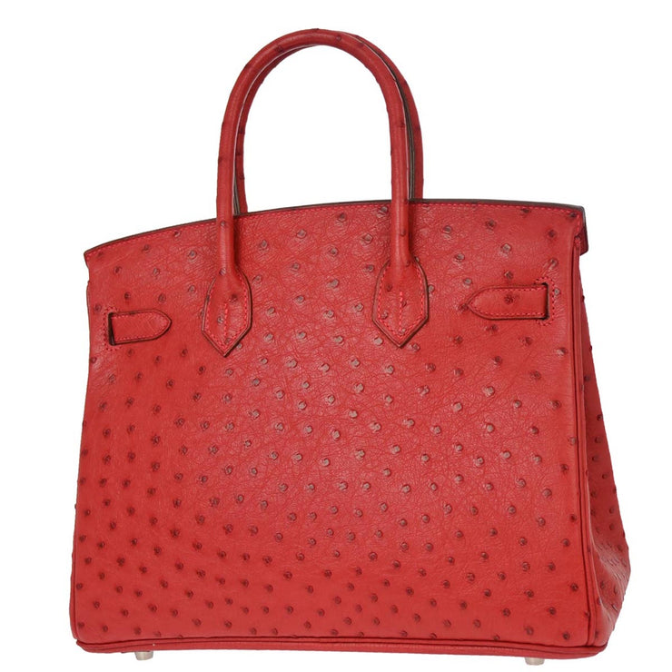 Hermes * Red Ostrich Birkin 30 Handbag