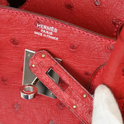 Hermes * Red Ostrich Birkin 30 Handbag