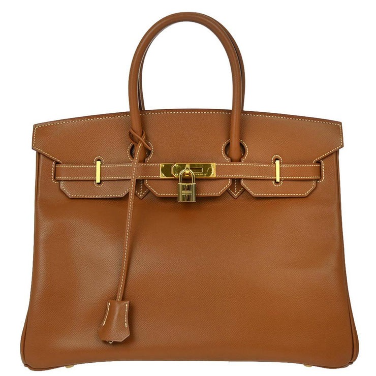 Hermes Gold Courchevel Birkin 35 Handbag