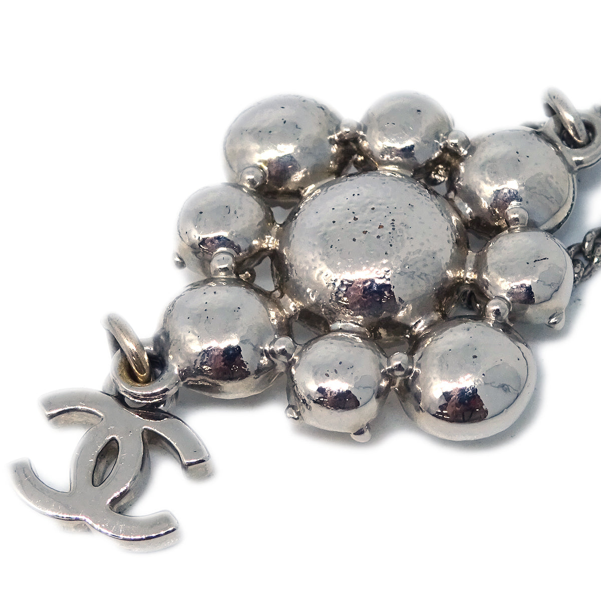 Chanel 2010 Silver Necklace Pendant Rhinestone 10V