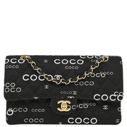 Chanel Black Canvas COCO Medium Classic Double Flap Shoulder Bag