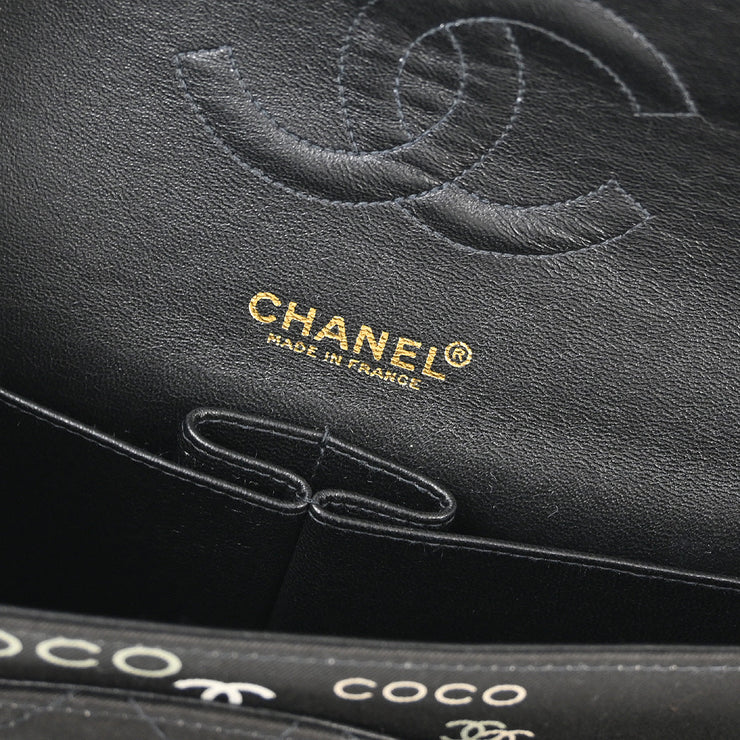 Chanel Black Canvas COCO Medium Classic Double Flap Shoulder Bag