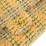 Chanel Yellow Tweed Classic Single Flap 2 in 1 Hand Bag Set