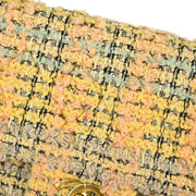 Chanel Yellow Tweed Classic Single Flap 2 in 1 Hand Bag Set