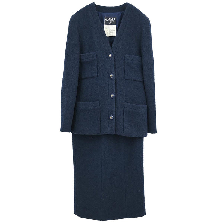 Chanel 1993 Setup Suit Jacket Skirt Navy 93P #36