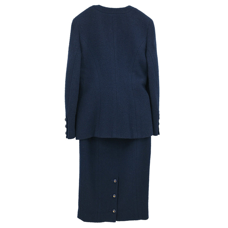 Chanel Setup Suit Jacket Skirt Navy 93P #36