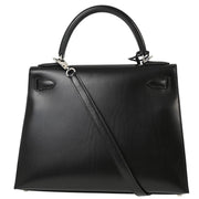 Hermes Black 2008 Box Calf Kelly 28 Sellier 2way Shoulder Handbag