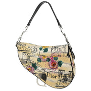 Christian Dior Ivory Canvas Saddle Handbag