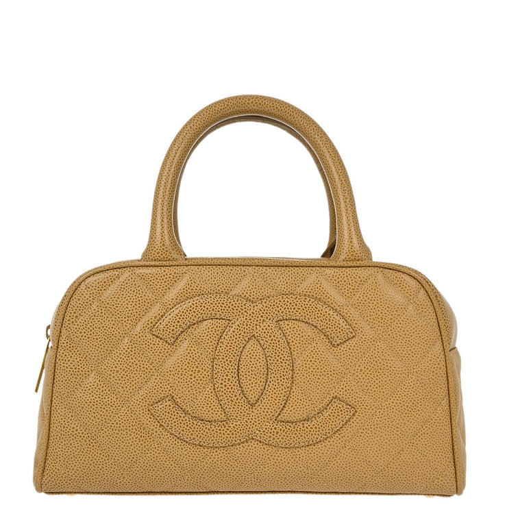 Chanel Beige Caviar Bowling Bag 27