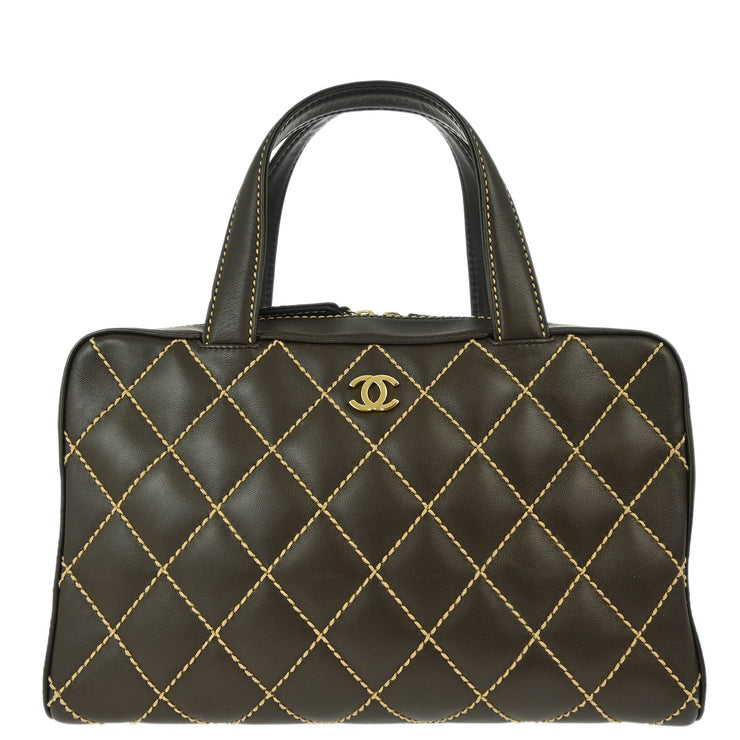 Chanel Brown Calfskin Wild Stitch Handbag