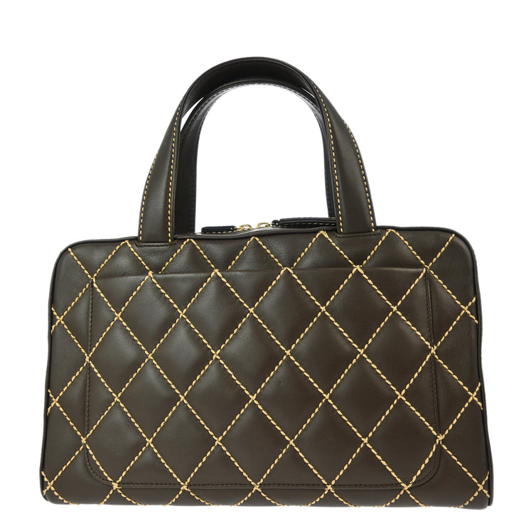 Chanel Brown Calfskin Wild Stitch Handbag