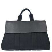 Hermes Black Toile Chevrons Valparaiso MM Tote Bag